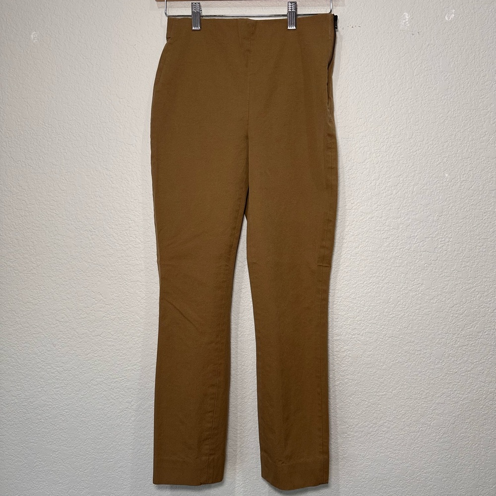 Everlane Side Zip Stretch Cotton Skinny Pants Ochre Brown Womens 0
